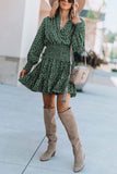 Florcoo Printing Spotted Dress with Belt