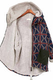 Florcoo Hooded Plaid Contrast Cotton Coat