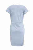 Florcoo Striped Knot Design Grey Midi Dress(5 Colors)