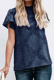 Florcoo Summer Geometric Stitching Lace Short Sleeves Tops (6 Colors)