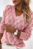 Florcoo Loose V-neck Feather Solid Color Sweater(5 Colors)