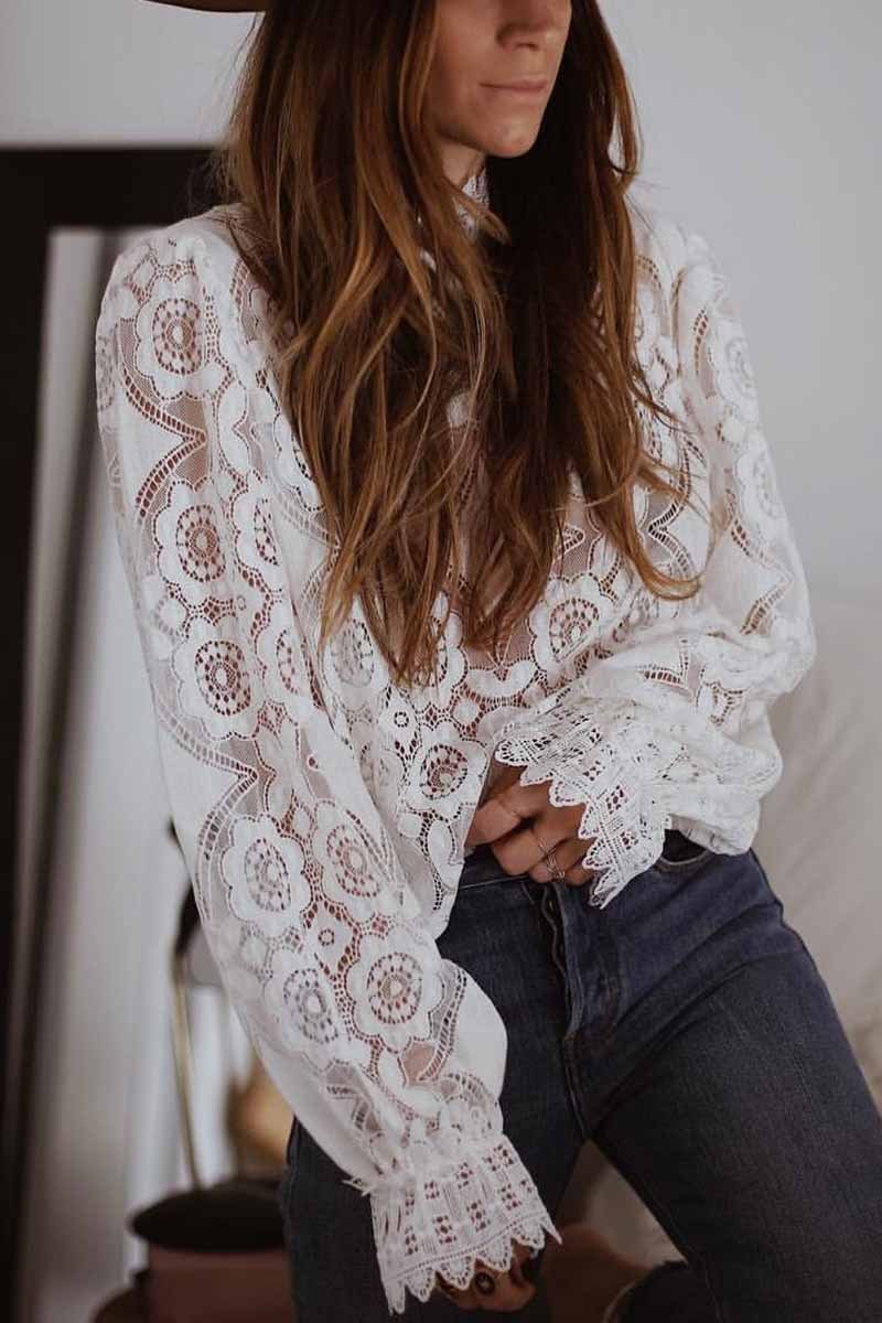 Florcoo Solid Lace Tops(2 Colors)
