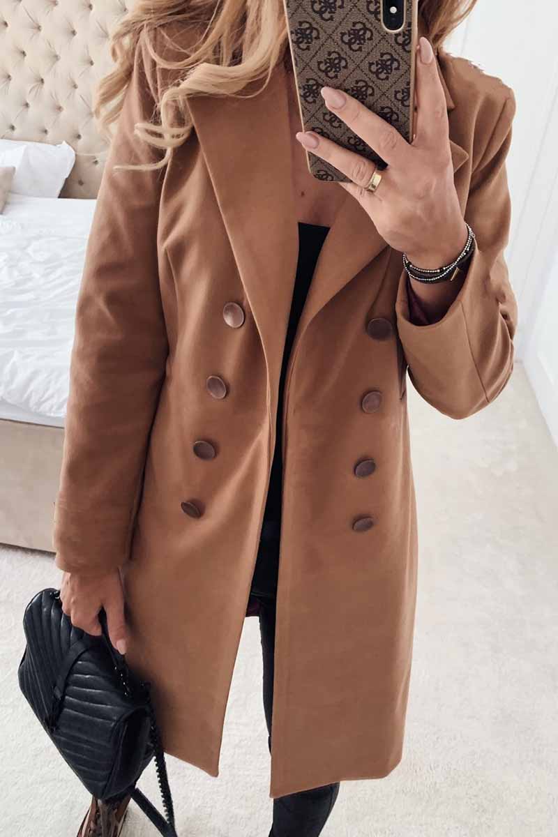 Florcoo Solid Color Sexy Coat With Buttons(3 Colors)