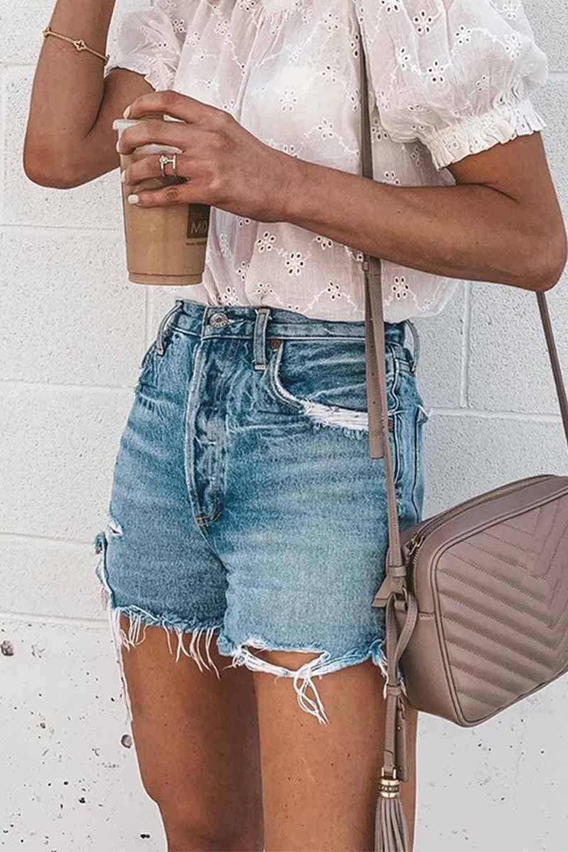 Florcoo Casual Bibbed Jeans Shorts