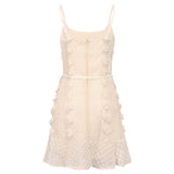 Florcoo Solid Lace Flower Design Grace Mini Dress