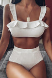 Florcoo High Waist Ruffled Bikini Set(3 Colors)