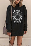 Florcoo Turtleneck Tiger Print Sweatshirt Tops