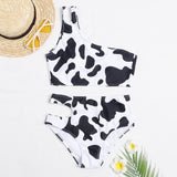 Florcoo Two-Piece Cow Pattern Digital Printing Split Swimsuit