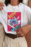 Florcoo Cute Colorful Letters Print Short Sleeve Tops