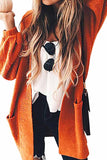 Florcoo Loose Long Orange Cardigan