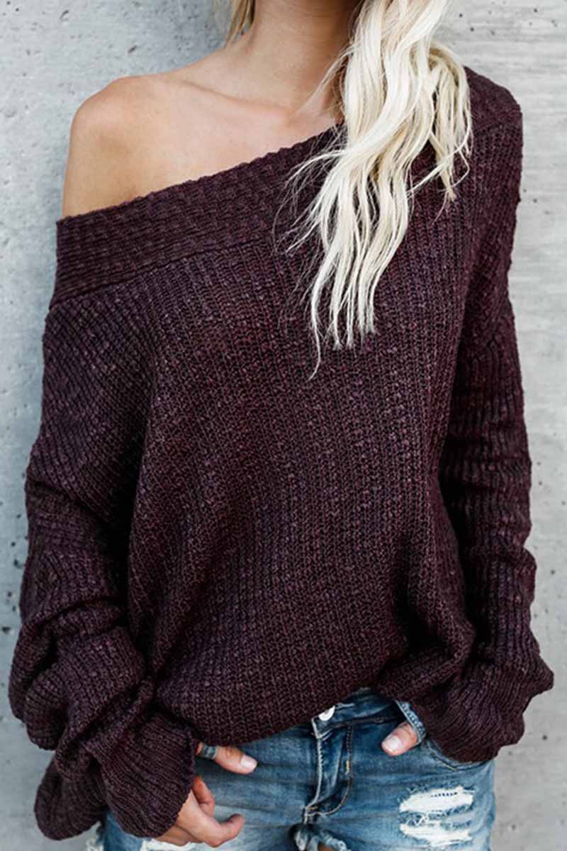 Florcoo Off-Shoulder Loose Style Sweater