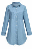 Florcoo Loose Button Design 4 Colors Denim Dress（4 colors）