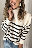 Florcoo Button Design Striped Sweater