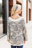 Florcoo V-neck Leopard Camouflage Loose Top