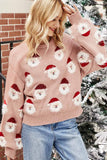 Florcoo Casual Loose Round Neck Santa Sweater