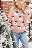 Florcoo Casual Loose Round Neck Santa Sweater