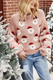 Florcoo Casual Loose Round Neck Santa Sweater