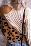 Florcoo Turtleneck Leopard Print Patchwork Cold Sweater