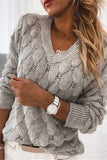 Florcoo Loose V-neck Feather Solid Color Sweater(5 Colors)