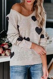 Florcoo Loose V-Neck Love Knitted Sweater(5 colors)