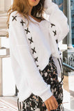 Florcoo Solid Color V-Neck Loose Knit Sweater