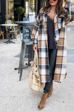 Florcoo Lapel Plaid Coat Tops