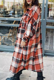 Florcoo Lapel Plaid Coat Tops