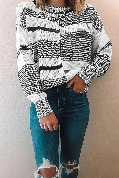 Florcoo Striped Long Sleeve Pullover Sweater