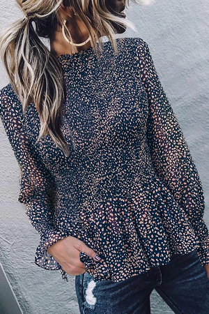 Florcoo Slim Ruffled Long Sleeve Top