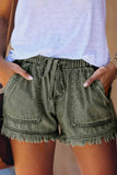 Florcoo Adjustable Tassel Pockets Design Denim Shorts(3 Colors)