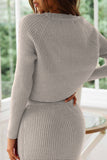 Florcoo Knitted Solid Color Sweater Skirt Suit