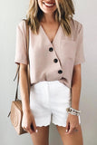 Florcoo V Neck Knot Design Pink Shirt