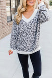 Florcoo V-neck Leopard Camouflage Loose Top