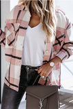 Florcoo Long Sleeve Loose Plaid Jacket