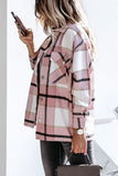 Florcoo Long Sleeve Loose Plaid Jacket